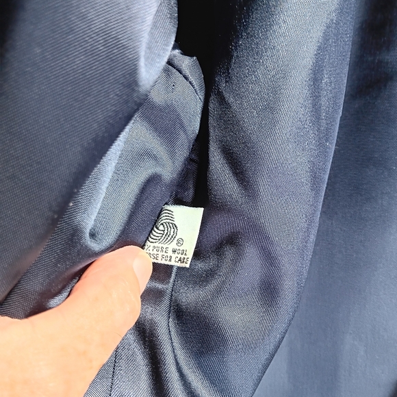 Jones New York Women's 100% Wool Overcoat Vintage Navy Blue Size M - Picture 11 of 11